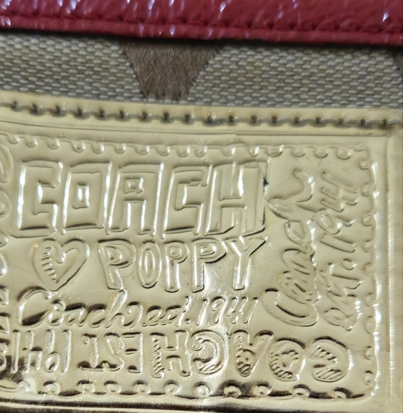 Coach Poppy Limited Ed Secret Admirer Signature Tote Brown & Red - Picture 13 of 15